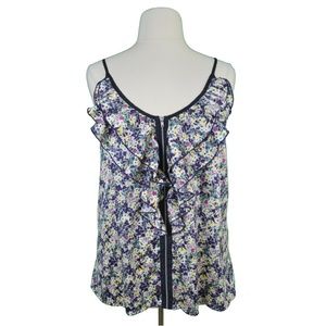 Mark Blue/Yellow Floral Print Ruffle Top Size XXL